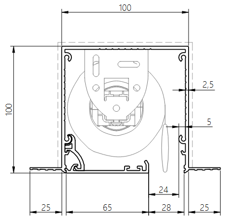 Desenho técnico da caixa